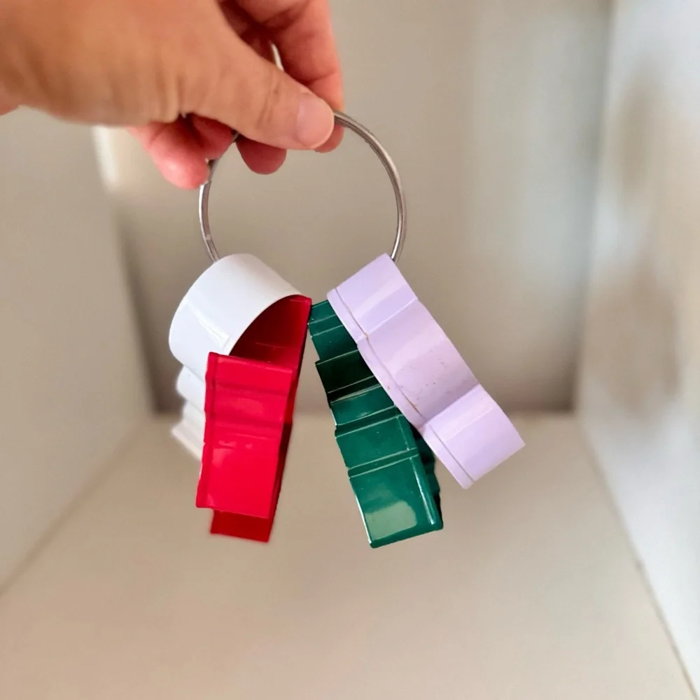 Set of 4 - 4” Metal Holiday Cookie Cutters on Organizer Ring Holder